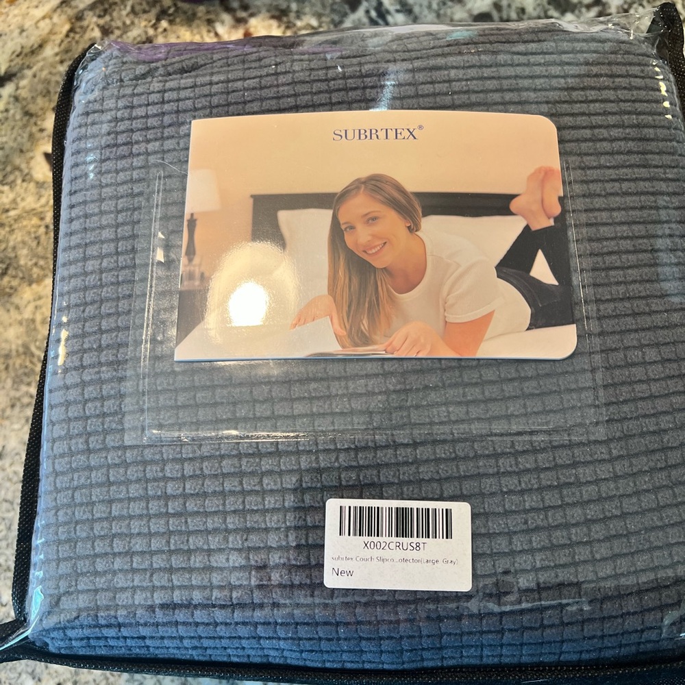 Couch slipcover dark grey 42”d x 92”w x 41” h new never opened